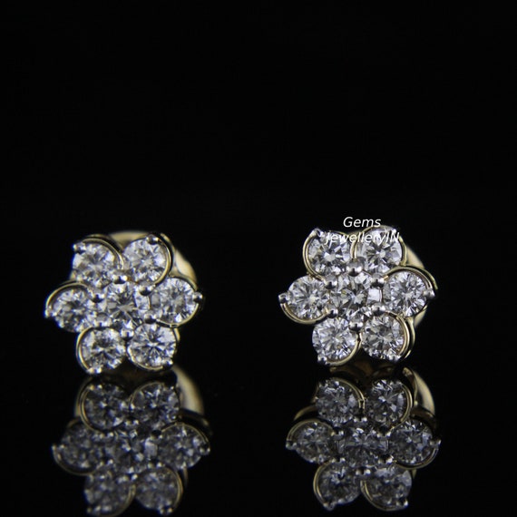 Amazon.com: Sterling Silver & CVD Diamonds 7 stone Cluster Earrings with  14k White Gold Post - 5mm-28ctw-White-Friction: Clothing, Shoes & Jewelry