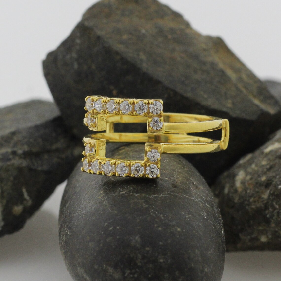 Princess Cut Diamond Ring Guard Square Cut Solitaire Ring Etsy