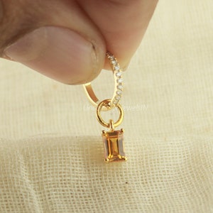 10k Solid Gold Lab Orange Sapphire Charm, Cartilage Huggie Hoop Charm, Dangle Earring Belly Charm, Everyday wear jewelry, Birthday Gift, ila