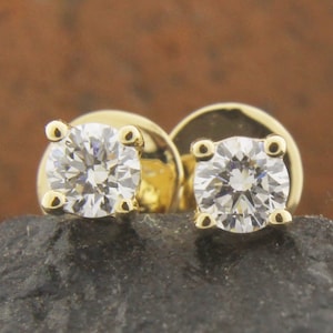 Minimalist Natural Diamond Stud Earrings – Solid Gold Handmade Anniversary Ring Gift for Her