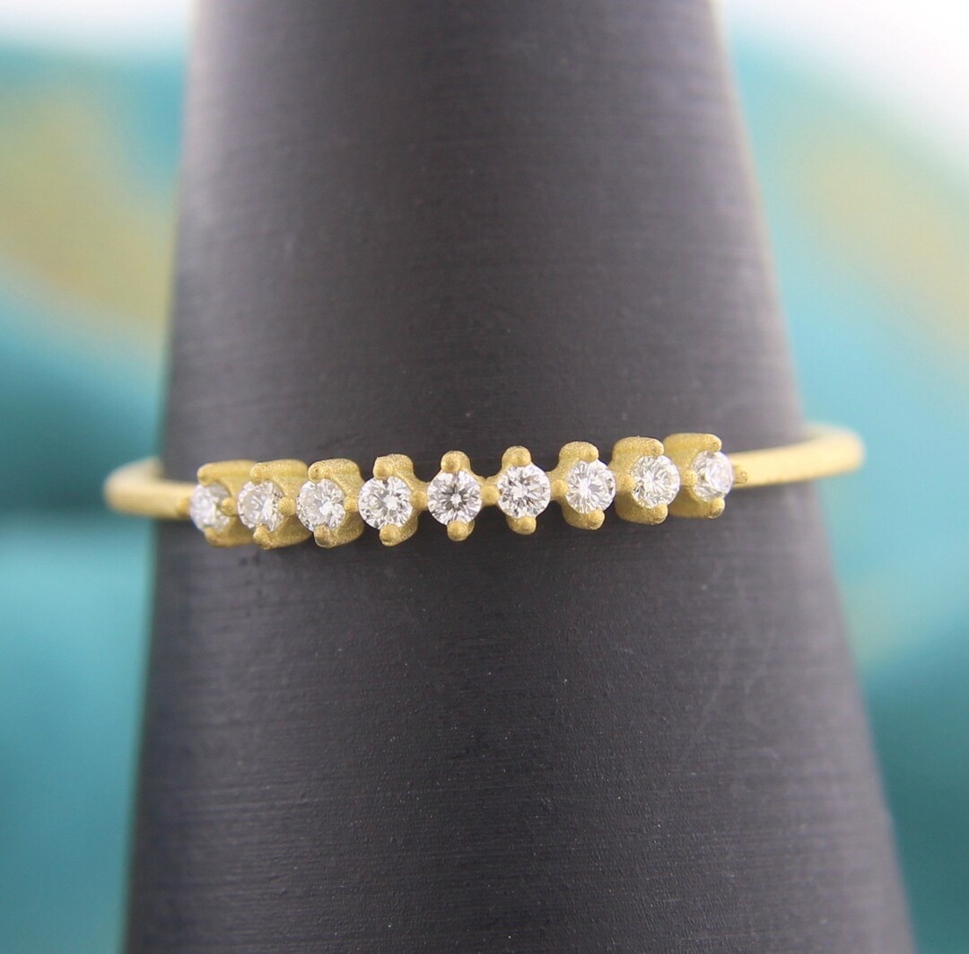 Thin Diamond Eternity Ring in 14k 18k Gold – Dainty Wedding Band for ...