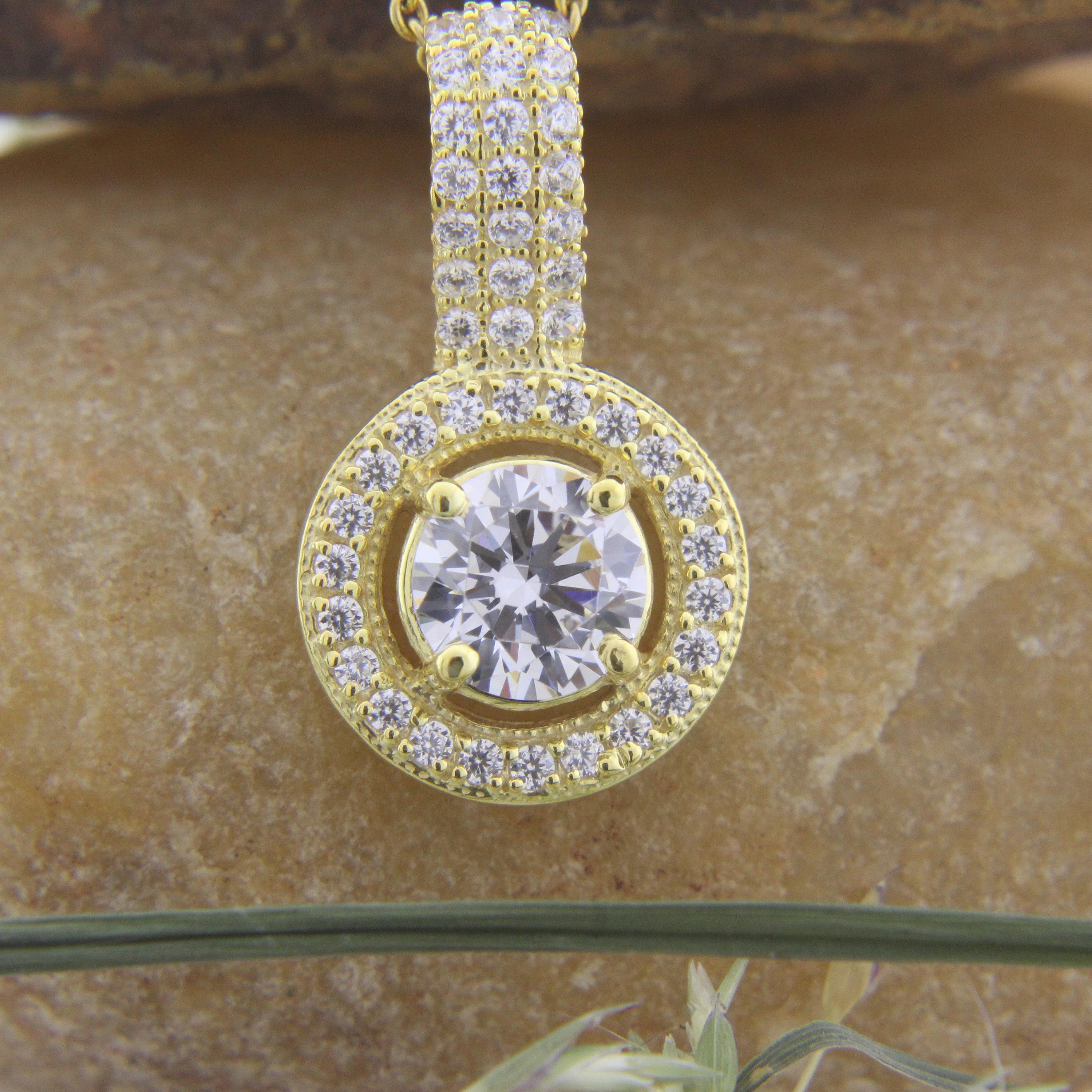 Moissanite Pendant with Chain Bridal Necklace with Gold Etsy