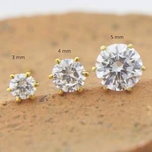 Tachuelas de moissanita de solitario redondo de 1.00 ct, moissanita de juego de 6 puntas, aretes con tuerca trasera, atuendo de uso diario, regalos de aniversario de boda