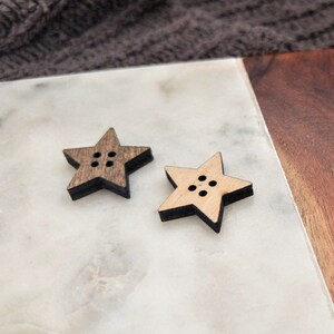 Star Buttons, Star Shaped Wood Buttons, Sew on Tags, 1 Inch Buttons for ...