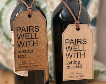Pairs Well With, Wood Wine Gift Tags, Bridal Shower Gifts, Engraved Gift Tag, Housewarming Gift, Realtor Gifts, Wedding Wine, Christmas Wine