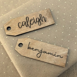 Engraved Name Tag, Custom Wood Gift, Custom Handmade, Gift Tag for Christmas, Christmas Stocking, Personalized Name Tag, Custom Engraved