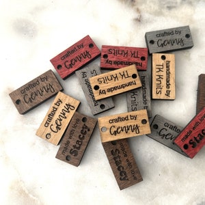 Custom Wood Button, Clothing Label, Sew On, Personalized Wooden, Product Tag, Knitting Tag, Knitting Buttons, Crochet Branding, Wooden Craft