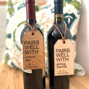 Pairs Well With, Wood Wine Tag, Bridal Shower, Engraved Gift Tag, Housewarming Gift, Realtor Gift, Customizable Wine, Personalized Wine Gift