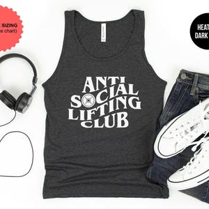 Antisocial Lifting Club, Lift Heavy, Cute Workout Tank, Bodybuilding Shirt, Funny Gym Tee, Personal Trainer,Womens Fitness,Strength Training