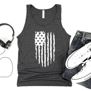Distressed Flag Tank, God Bless America, 4th of July, Freedom Shirt, USA Tank Top, American Flag, Military Tee, Gift for Veteran,Rustic Flag