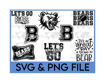 High School, Bear Volleyball, Go Bears PNG, Bear Football, Bear Basketball, Bear Cheer, Bear Mascot SVG, Bear Baseball, Bear Track,Pep Rally
