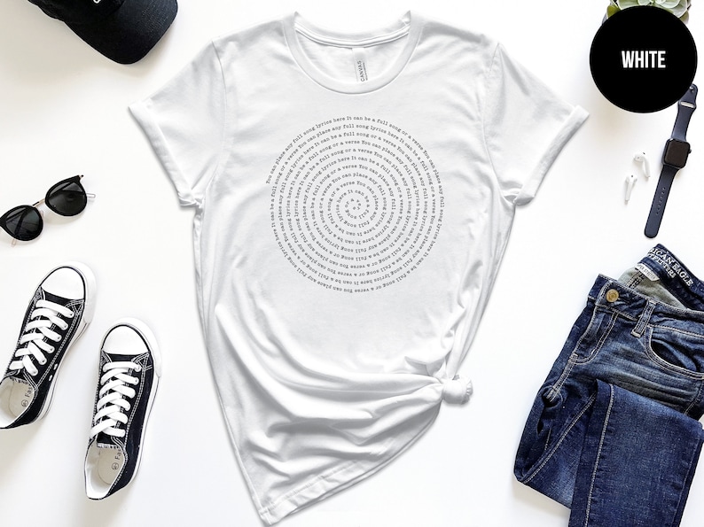 Camiseta personalizada con la letra de cualquier canción, camiseta personalizada con la letra de una canción, regalos de canciones favoritas, canción personalizada, impresión personalizada, camiseta de profesor de música imagen 10