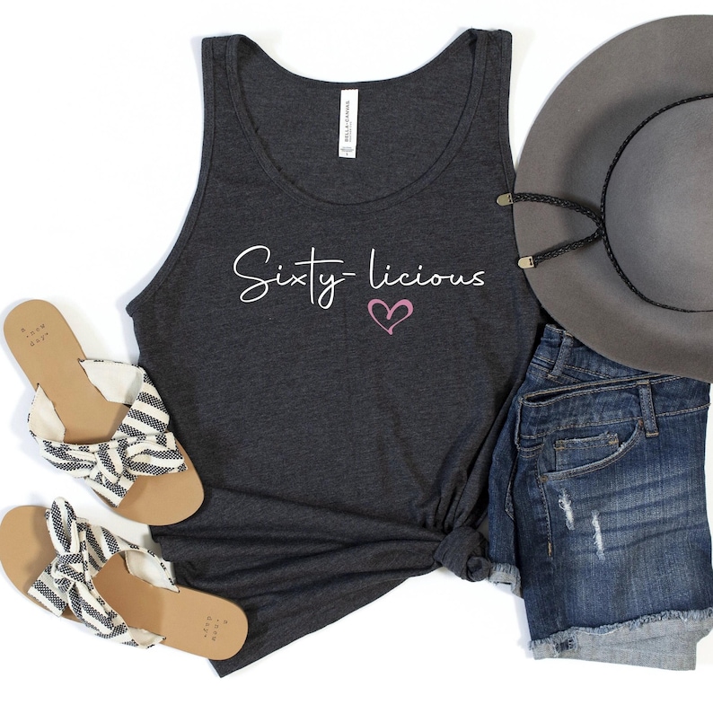 Sixty-licious Tank, 60th Birthday Tee, Sixty and Fabulous, 60th Birthday Gift, Gift For 60th, 60th for Women, 60th Party, Turning 60 Shirt image 1