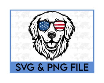 Golden Retriever SVG, Amante de los perros, Humor de mamás de perros, Día de la Independencia, 4 de julio, PNG divertido de EE. UU., Perro patriótico, Bandera estadounidense, Arte imprimible de perros