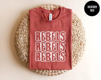 Rebels Mascot Shirt, Rebel Volleyball, Rebel Football Tee, School Spirit, Rebels School, Custom Rebels, Rebel Cheer, High School, Rebels Fan