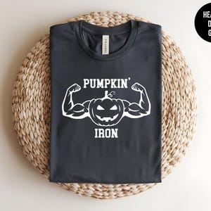Pumpkin Iron, Funny Workout, Halloween Pumpkin, Muscle Quote, Halloween Gym Motivation, Strength Training, Crossfit Shirt, Powerlifting Tee