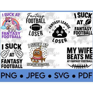 Fantasy Football verliezer SVG, Funny Fantasy Football PNG, set je opstelling, verliezerstrofee, Fantasy Draft, Trash Talk, Fantasy League-ontwerp afbeelding 1