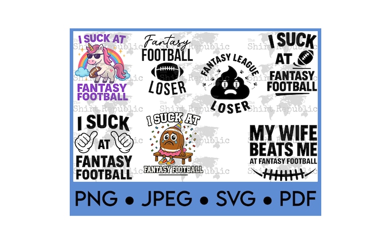 Fantasy Football verliezer SVG, Funny Fantasy Football PNG, set je opstelling, verliezerstrofee, Fantasy Draft, Trash Talk, Fantasy League-ontwerp afbeelding 1
