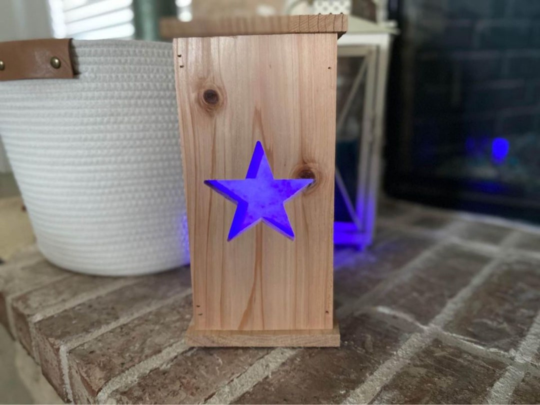 Wooden Dallas Lantern, Gift for Dallas, Cowboys Decor, Handmade Cedar