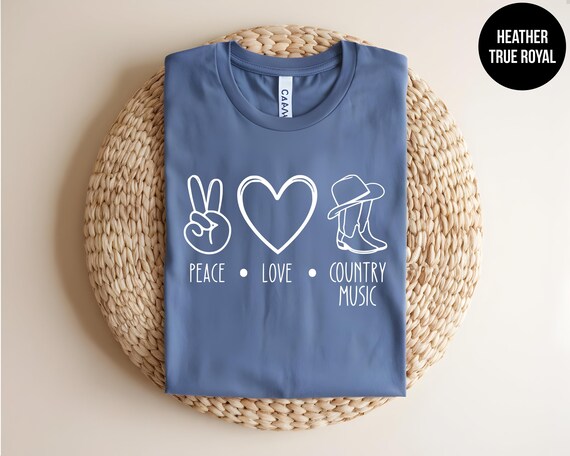 Peace Love Country Music, Southern Style, Concert Shirt, Southern Gift, Nashville Tee, Country Style, 90s Country, Western Tee, Honky Tonk