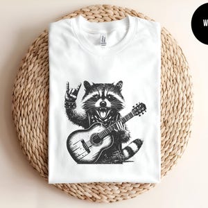 Raccoon Shirt, Vintage Raccoon Gift, Raccoon Lover, Trash Panda, Rocker Girl, Funny Animal Tee, Music Lover, Summer Concert, Rock And Roll