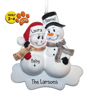 Pregnant Family Ornament 2,3,4 - Personalized Ornaments - 1st Christmas - Expecting - 2nd Baby - Baby number three - New Parents - Pregnancy
