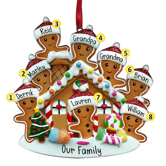 Family of 5 2021 Personalized Gingerbread House Family Christmas Tree Ornament Free Personalized Family of 2 Family of 5 2021 Personalized Gingerbread House Family Christmas Tree Ornament Free Personalized Family of 2