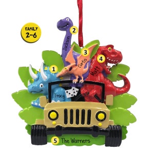 Personalized Dinosaur Family Christmas Ornament - Jurassic - Paleontologist Ornaments - Museums - Tyrannosaurus - Free Personalization