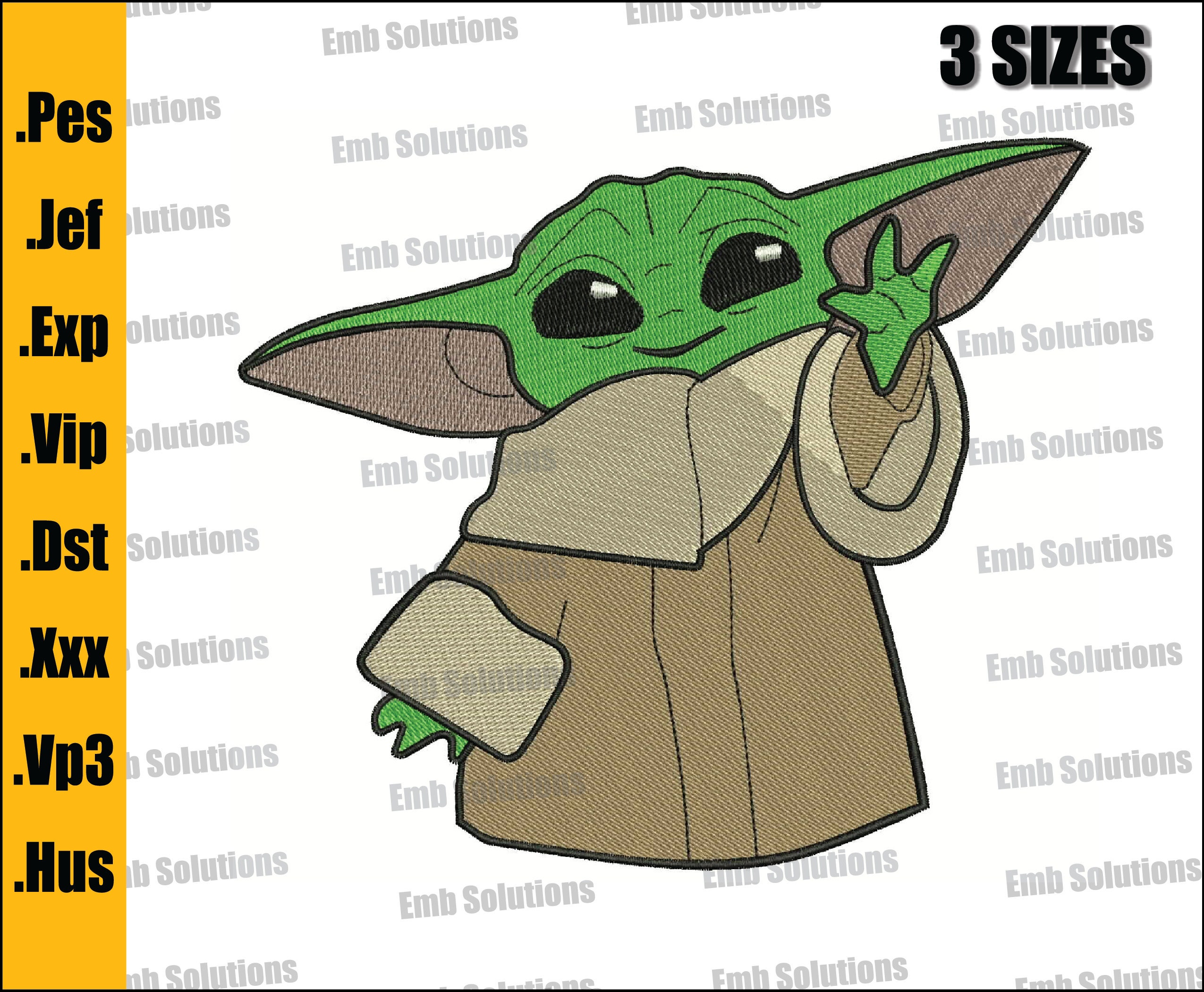 Baby Yoda Grogu Machine Embroidery Design. 4x4 5x7 6x10. Etsy