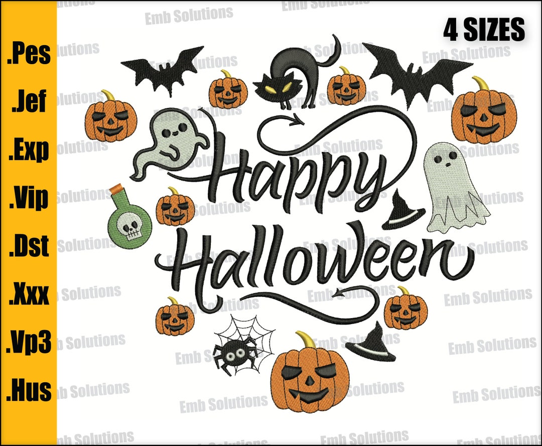 Spooky Halloween Embroidery Designs, Halloween Ghosts Pumpkins ...