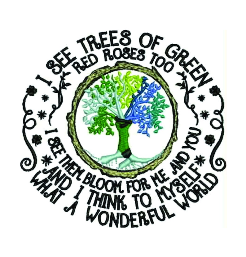 What A Wonderful World Machine Embroidery Design 5x7 Hoop Etsy