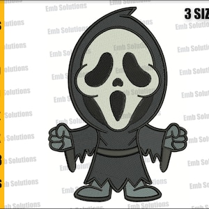 Halloween Scream Embroidery, Ghost Face Halloween Embroidery Designs, Ghost Face From Scream Machine Embroidery Design. 4x4 , 5x7 , 6x10.