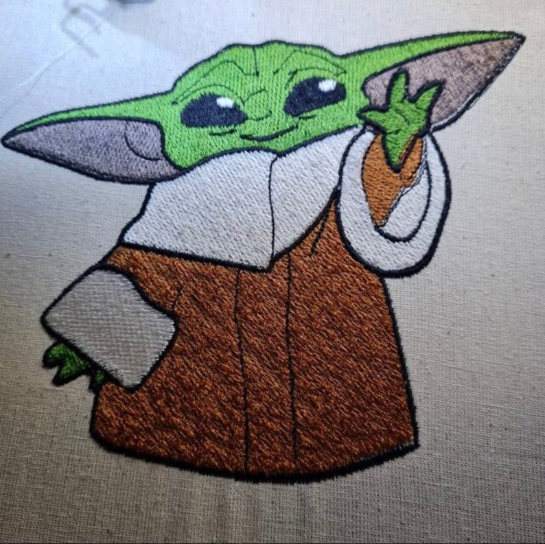 Baby Yoda Grogu Machine Embroidery Design. 4x4 5x7 6x10. Etsy