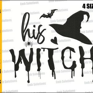Halloween Witch Embroidery, Halloween Witches Embroidery, His Witch Halloween Machine Embroidery Design. 4x4, 5x7, 6x10, 8x12.