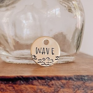 Waves 3/4" Dog ID Tag, Metal Hand Stamped Custom Dog Tag | Waves, Beach, Ocean, Lake