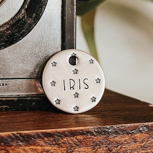 Custom Personalized Dog Tag, Pet ID Tag, Metal Hand Stamped Dog Tag | Star, Stars | Star Design Dog Tag