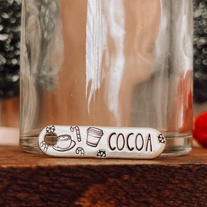 Custom Personalized Dog Tag, Pet ID Tag, Metal Hand Stamped Dog Tag | Holiday, Christmas, Winter | Hot Chocolate Design Oblong Shaped