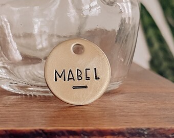 Custom Personalized Dog Tag, Pet ID Tag, Metal Hand Stamped, Custom Dog Tag | Minimal, Simple | Underlined Name