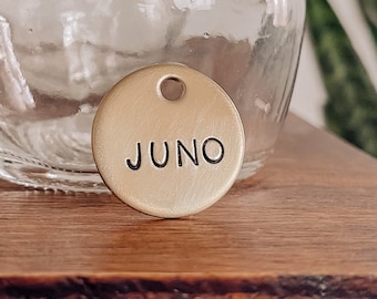 Custom Personalized Dog Tag, Pet ID Tag, Metal Hand Stamped Custom Dog Tag | Minimal, Minimalist | Simple Name