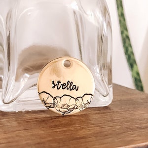 Custom Personalized Dog Tag, Pet ID Tag, Metal Hand Stamped Dog Tag | Floral Dog Tag, Poppy Dog Tag | Poppies Design Dog Tag