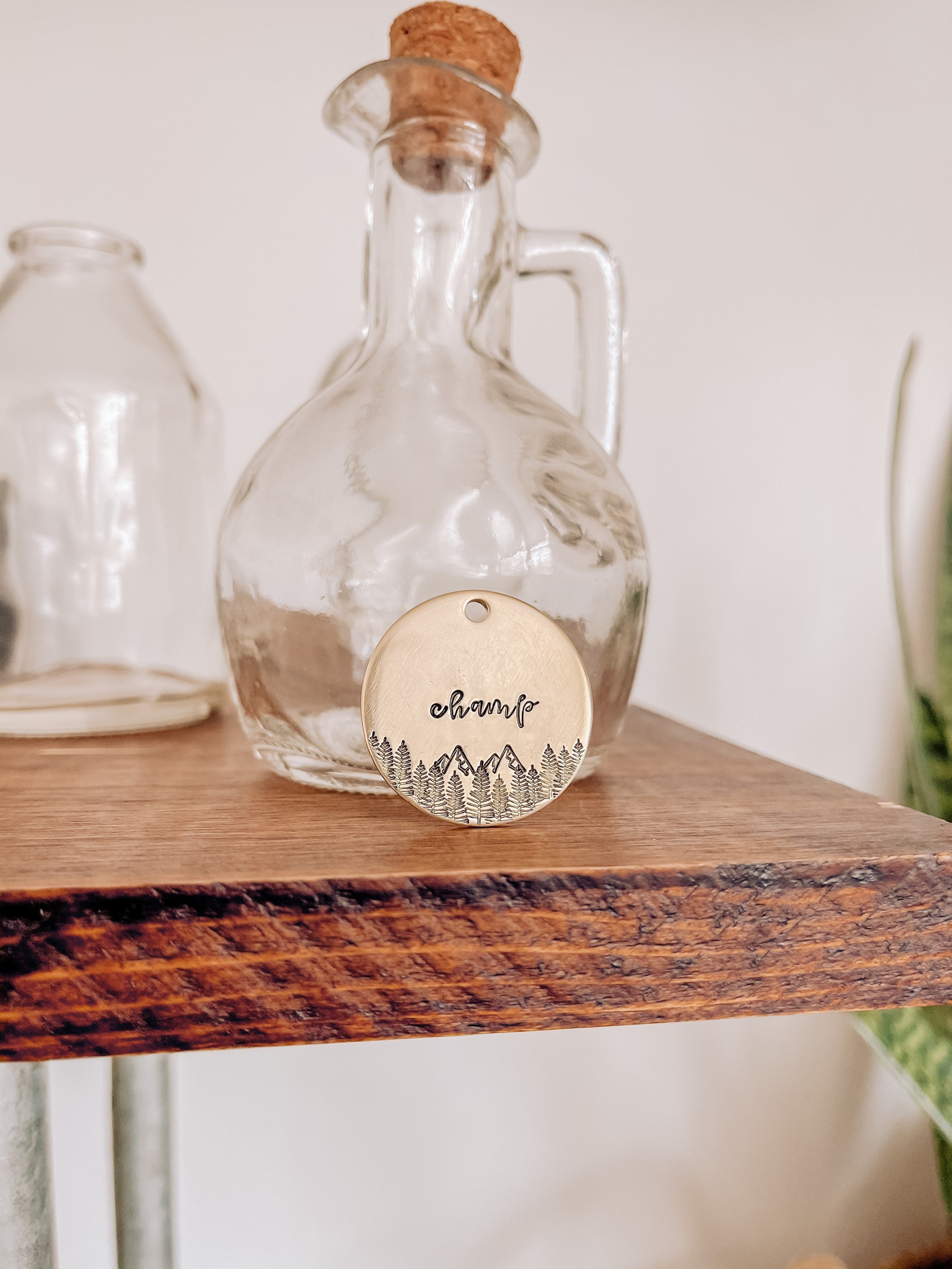 Adventure Dog ID Tag, Metal Handstamped Dog Tag