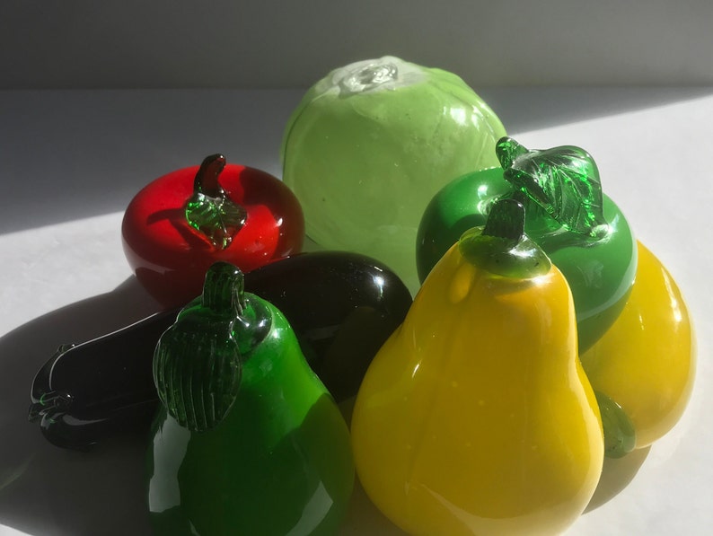 Vintage Art Glass Fruit Decor Lot3 Etsy