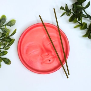 Round Face Incense Burner, Ash Tray, Stick Incense Holder, Smoke Cleansing Dish, Meditation Altar Tools, Spiritual Home Decor Gift
