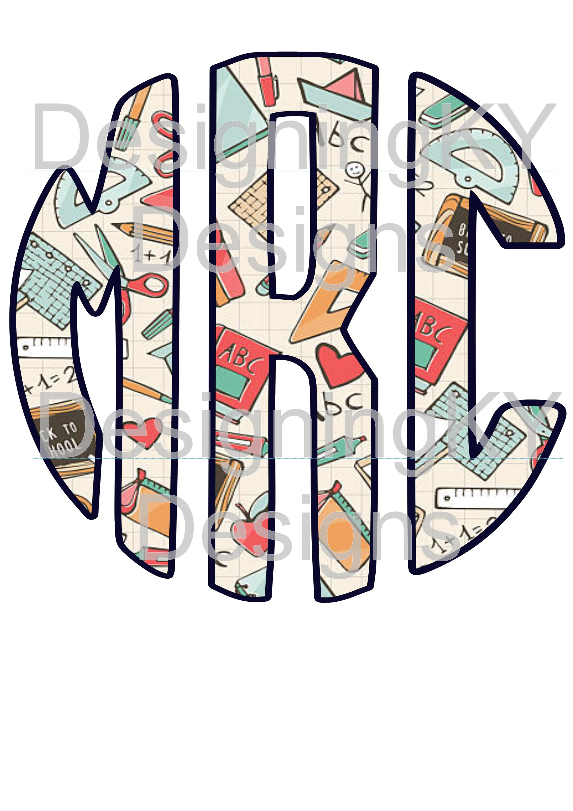 Teacher Monogram PNG | Etsy