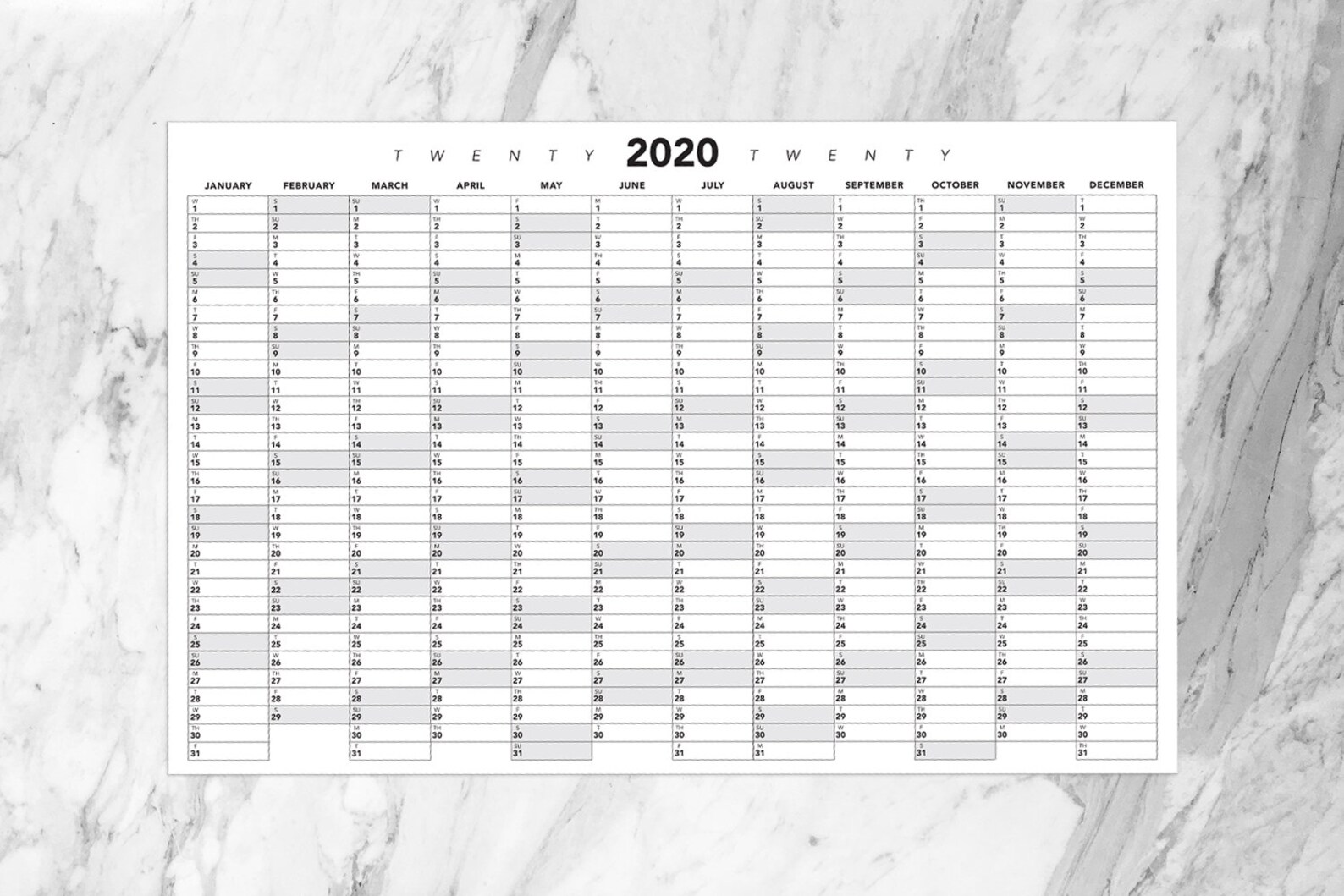 2020 365 Day Planning Calendar DIGITAL DOWNLOAD Simple One | Etsy