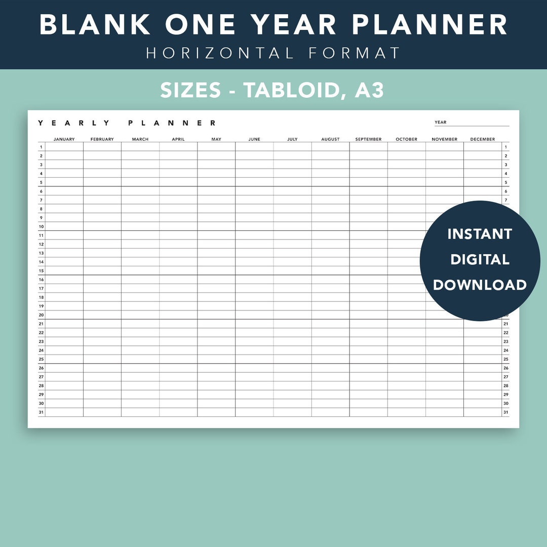 Blank Reusable Undated 365 Day Calendar, DIGITAL DOWNLOAD, Simple One ...