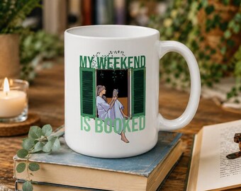 Frühlingsbuch-Liebhaber-Becher, Mein Wochenende ist ausgebucht Becher, Lesebecher, Bücherwurm-Kaffeetasse, gemütliches Lesergeschenk, Blumen-Leserbecher