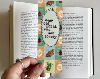 Dear Old World, You Are Lovely | Hand Illustrated & Hand Stamped Laminated Bookmark | Aesthetic Poet Core | Anne of Green Gables