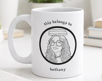 Individuelle Porträt- und Namenstasse, personalisiertes Geschenk, Schwarz und Weiß, Büroarbeitstasse