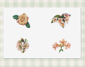 Blumen Aufkleber, Floral Sticker Floral Sticker Blatt, Frühlingsthema, Hand farbige Bleistift Kunst, Planer Journal Decor